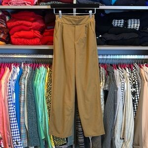 Unbranded dark tan elastic waistband two pocket wide leg pants size XS